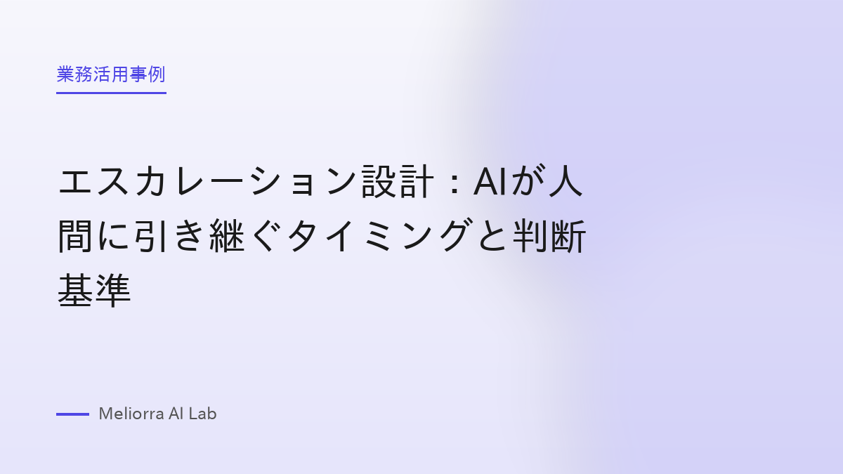 エスカレーション設計：AIが人間に引き継ぐタイミングと判断基準