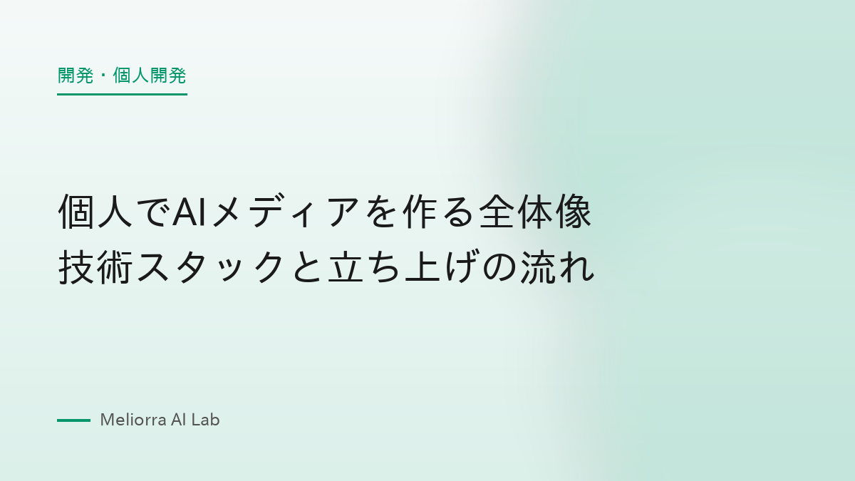 個人でAIメディアを作る全体像 技術スタックと立ち上げの流れ