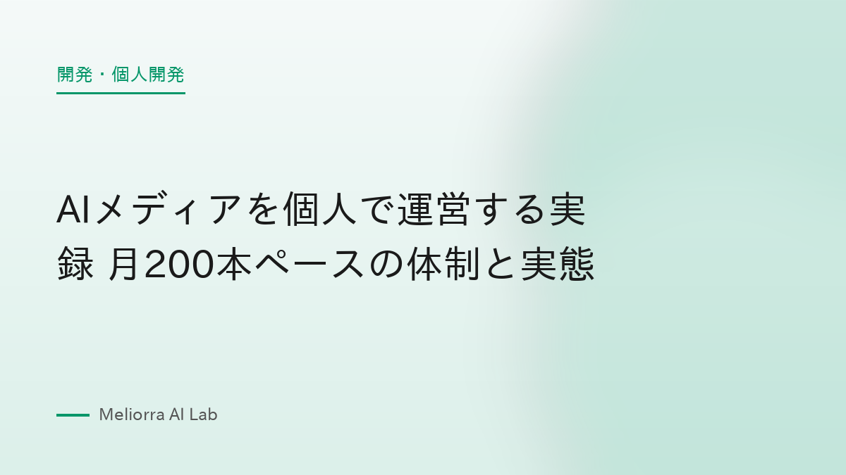 AIメディアを個人で運営する実録 月200本ペースの体制と実態