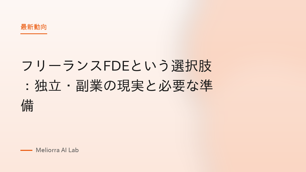 フリーランスFDEという選択肢：独立・副業の現実と必要な準備