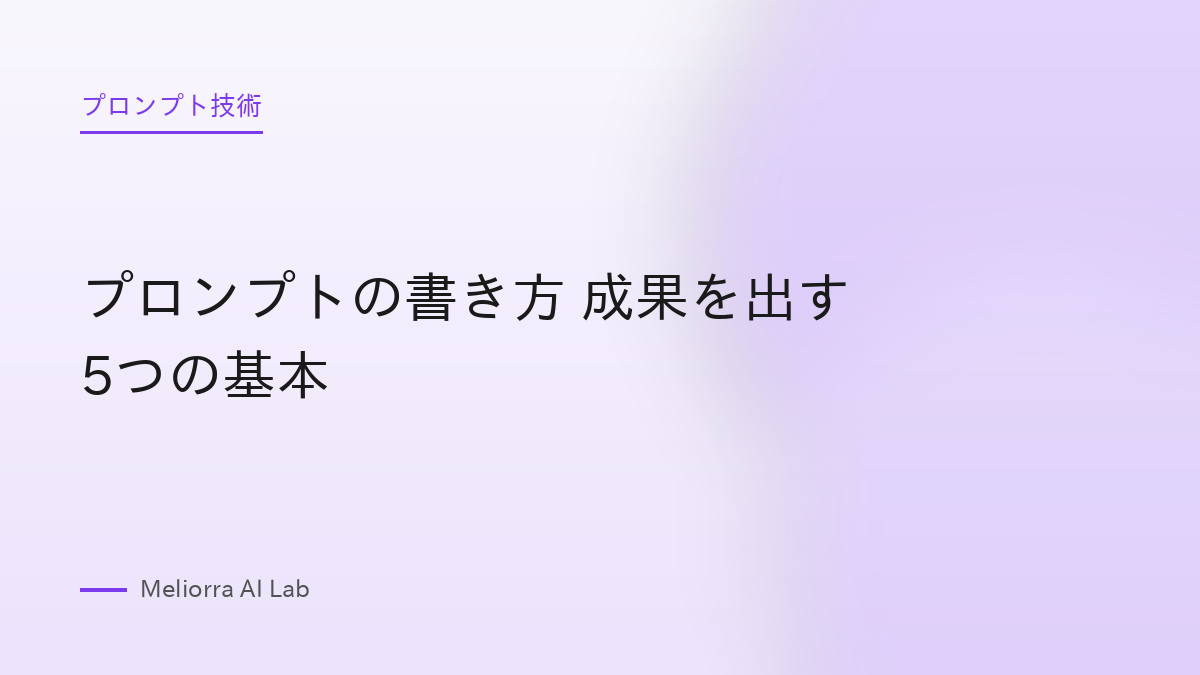 プロンプトの書き方 成果を出す5つの基本