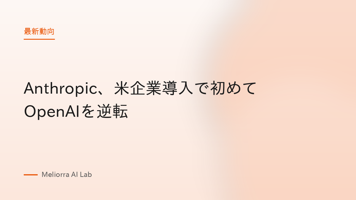 Anthropic、米企業導入で初めてOpenAIを逆転