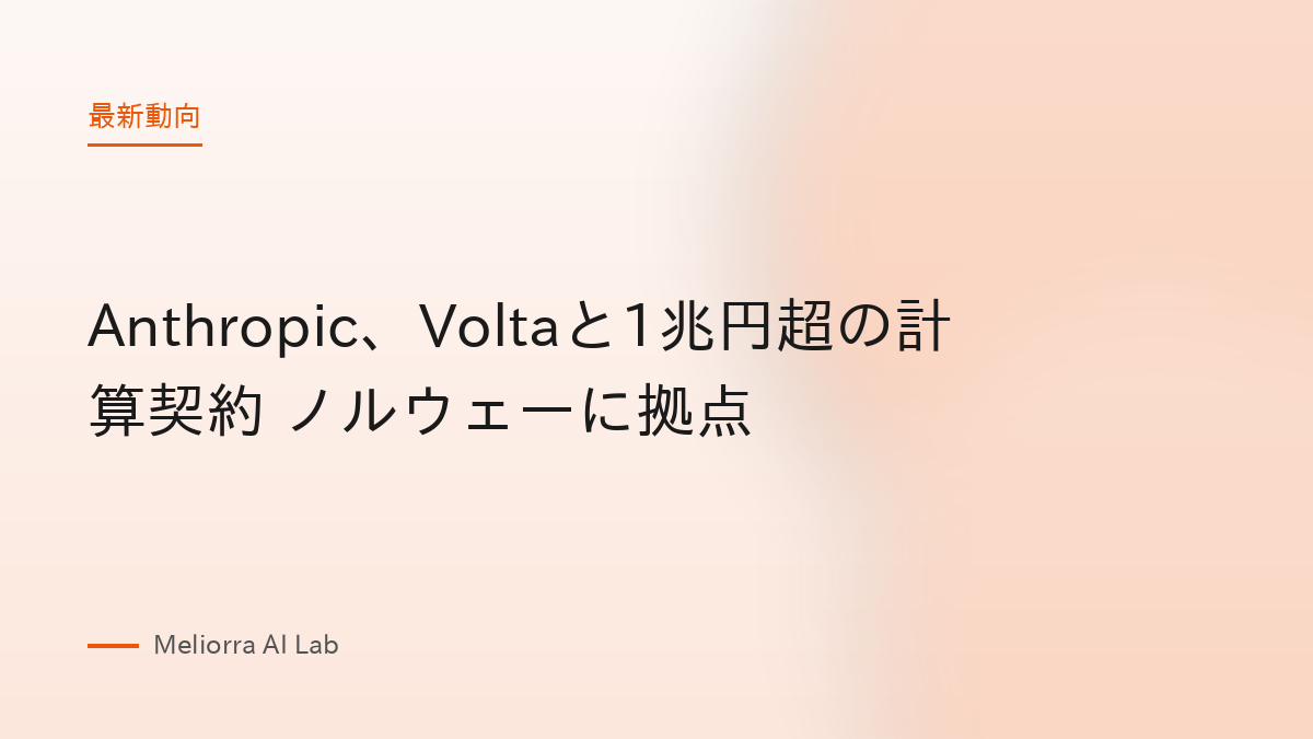 Anthropic、Voltaと1兆円超の計算契約 ノルウェーに拠点