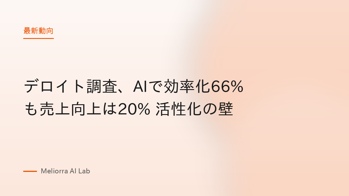 デロイト調査、AIで効率化66%も売上向上は20% 活性化の壁