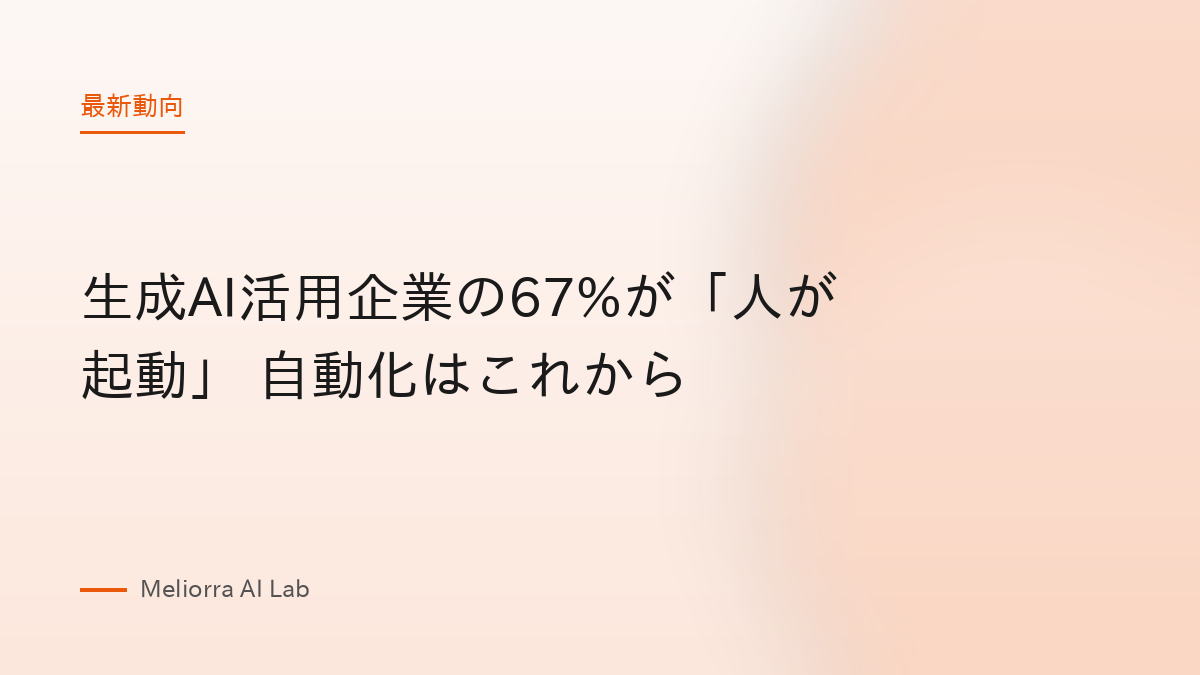 生成AI活用企業の67%が「人が起動」 自動化はこれから