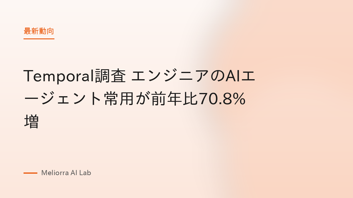 Temporal調査 エンジニアのAIエージェント常用が前年比70.8%増