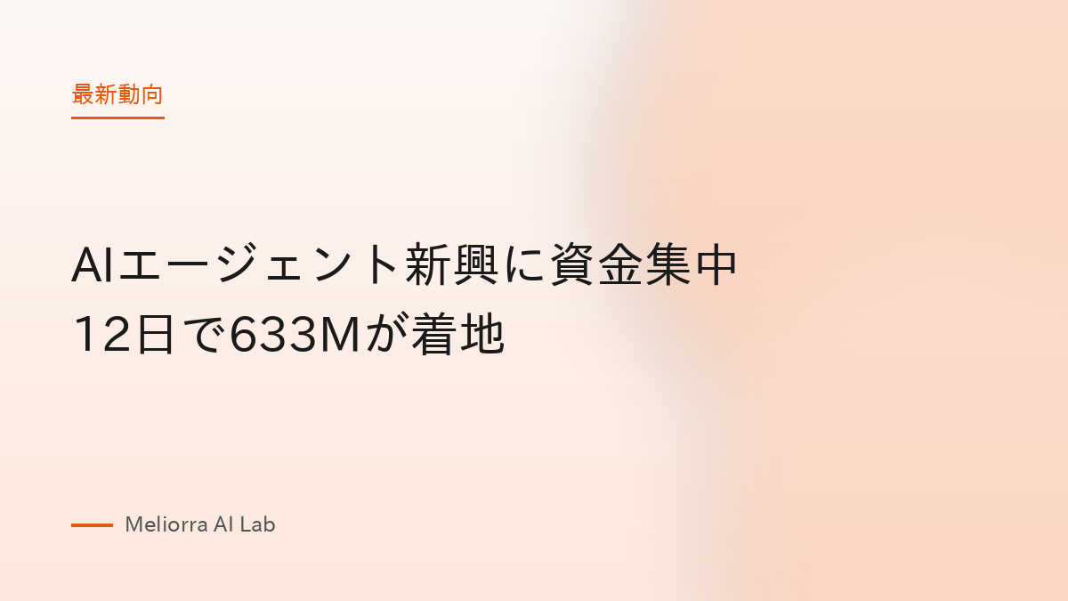 AIエージェント新興に資金集中 12日で633Mが着地